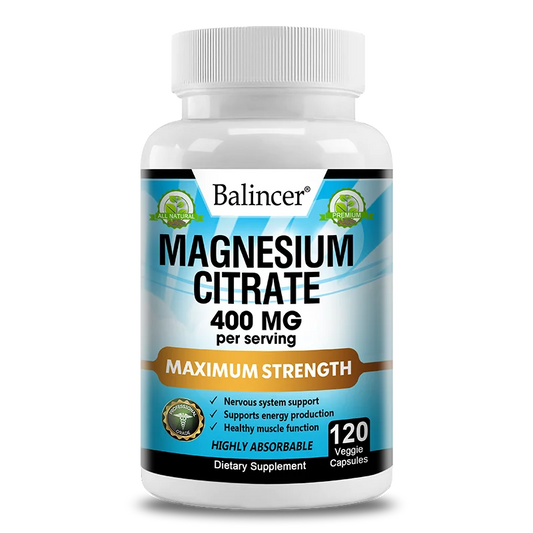 Balincer Magnesium Citrate Supplement, Supports Muscles, Nervous System, Relieves Fatigue, Supports Bone and Heart Health