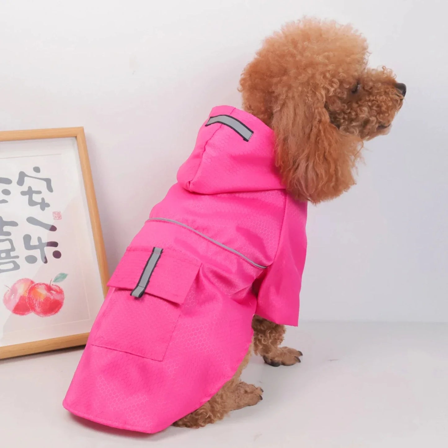 Mesh Breathable Small Dog Raincoat Reflective Durable Dog Pet Clothes with Hood Pocket Puppy Rain Jacket  Small Medium Dog