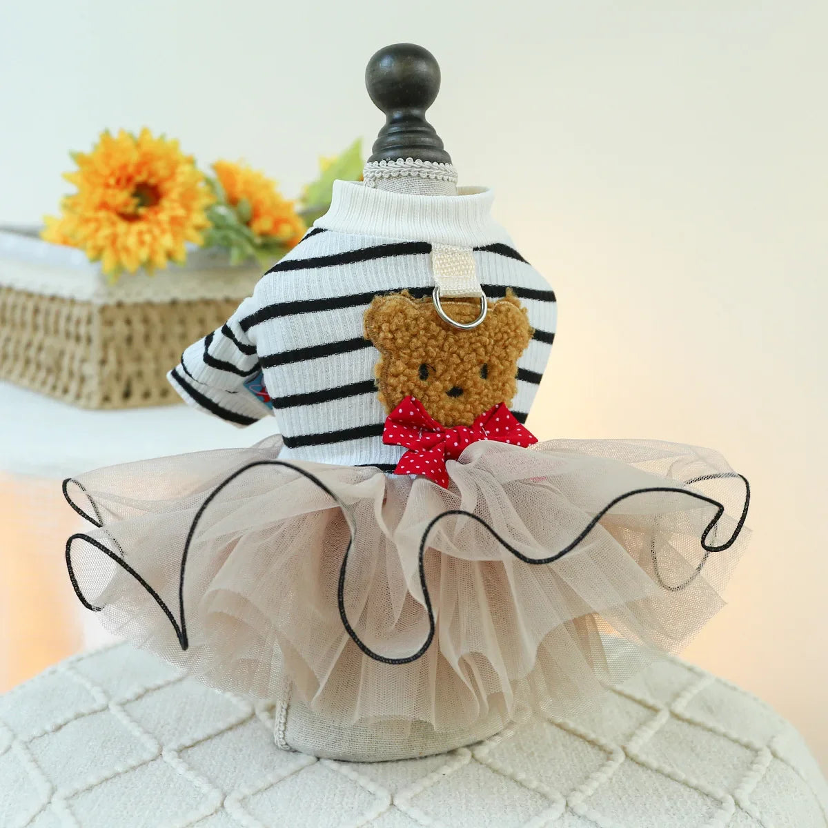 1 Pet Apparel Dog Spring/Summer Breathable White Wedding Dress Princess Dress with Pulling Cord Button For Small Medium Dogs