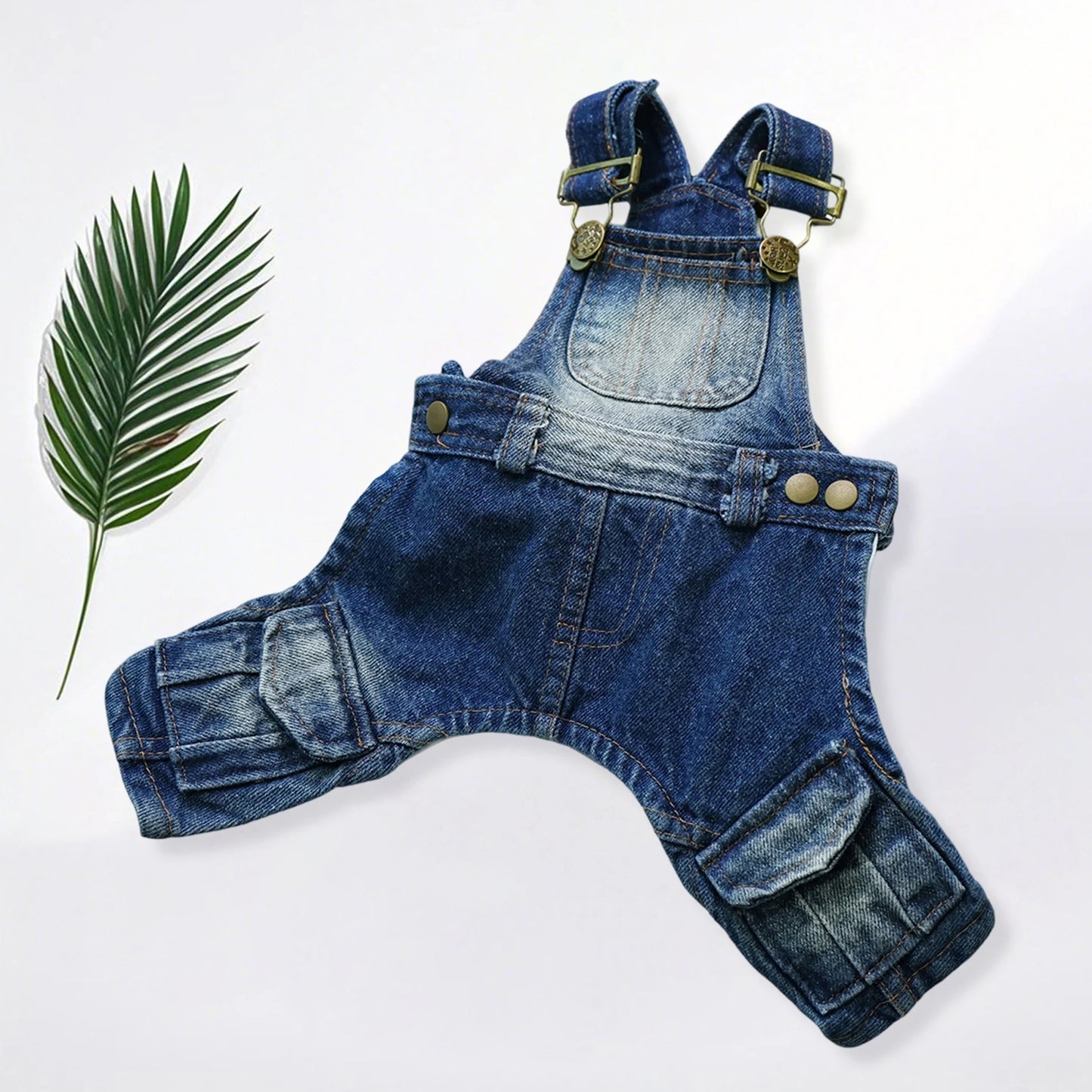 Dog Blue Denim Overalls with Pockets Stylish Distressed Dog Jeans for Small Dogs