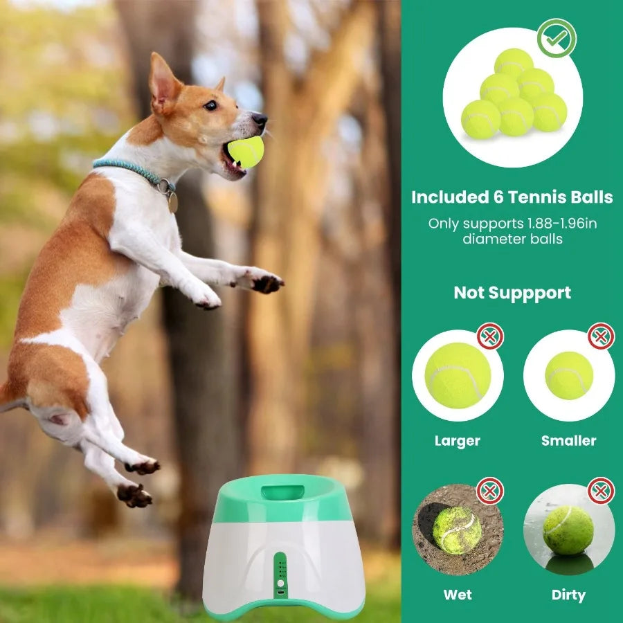 Automatic Dog Ball Launcher Included 6 Tennis Balls Dog With 3 Adjustable Launch Distance Interactive Ball Thrower Fetch Machin