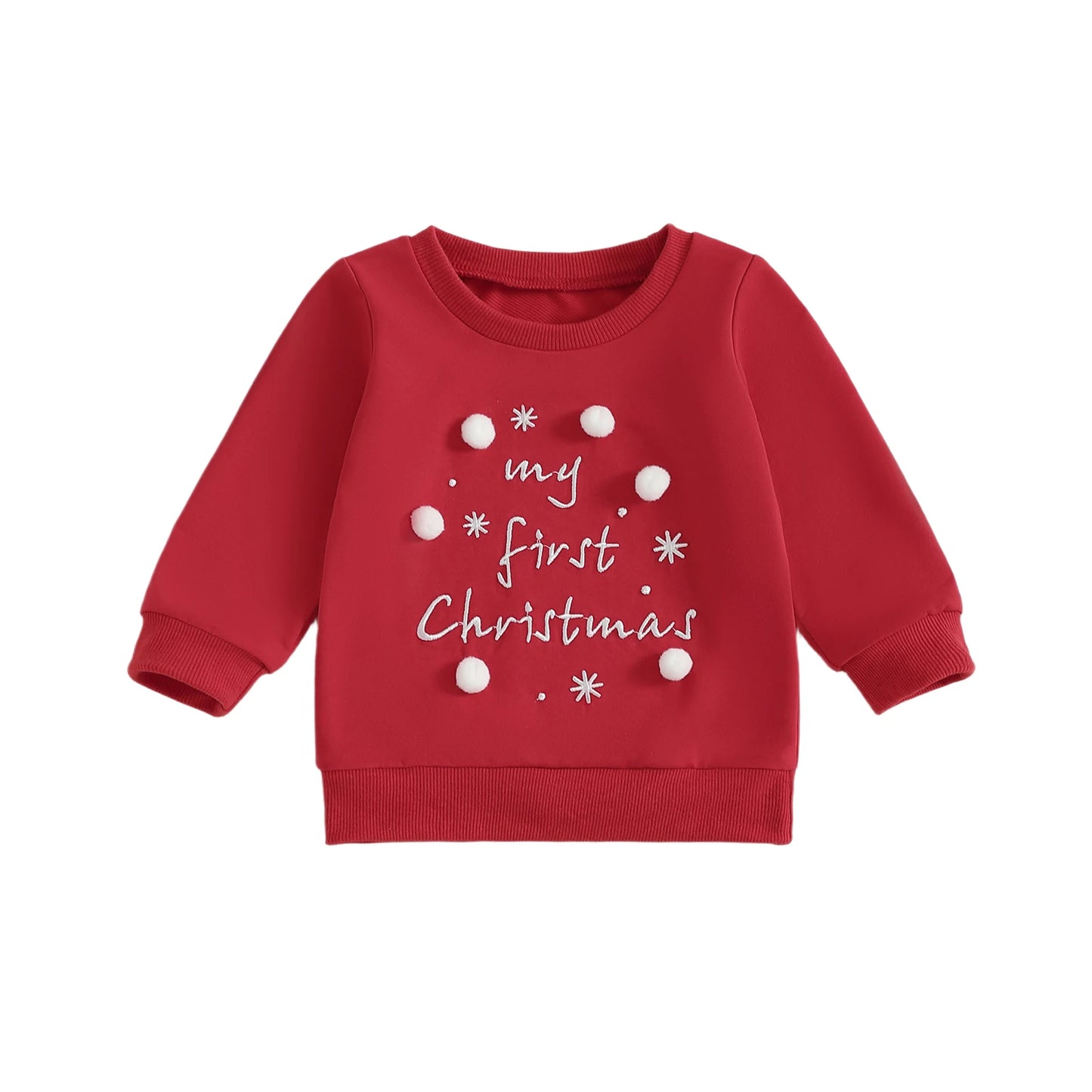 Infant Holiday Sweater with Festive Embroidered Design and Cozy Crew Neck for Winter Celebrations and Photoshoots
