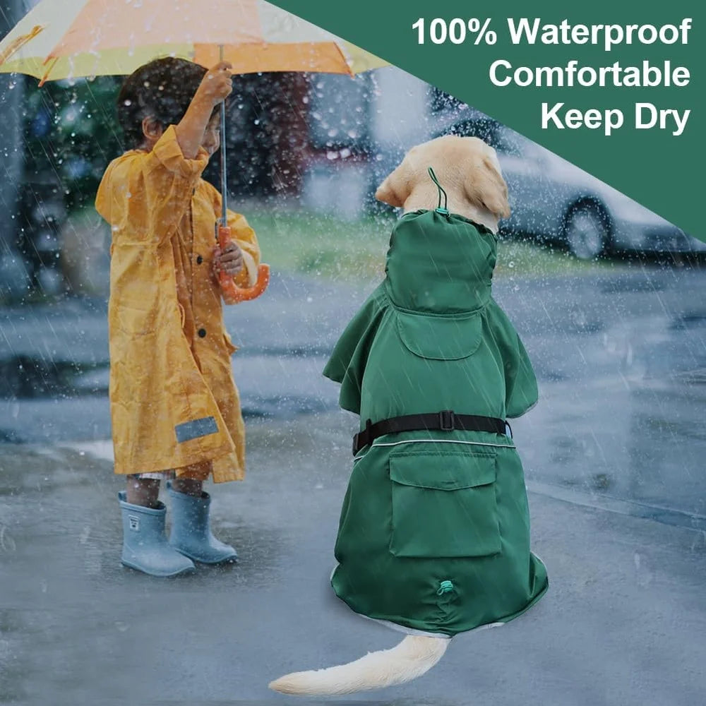 Waterproof Dog Raincoat Adjustable Rain Slicker Medium Large Dogs Reflective Safety Features Hooded Outdoor Poncho Jacket 6XL