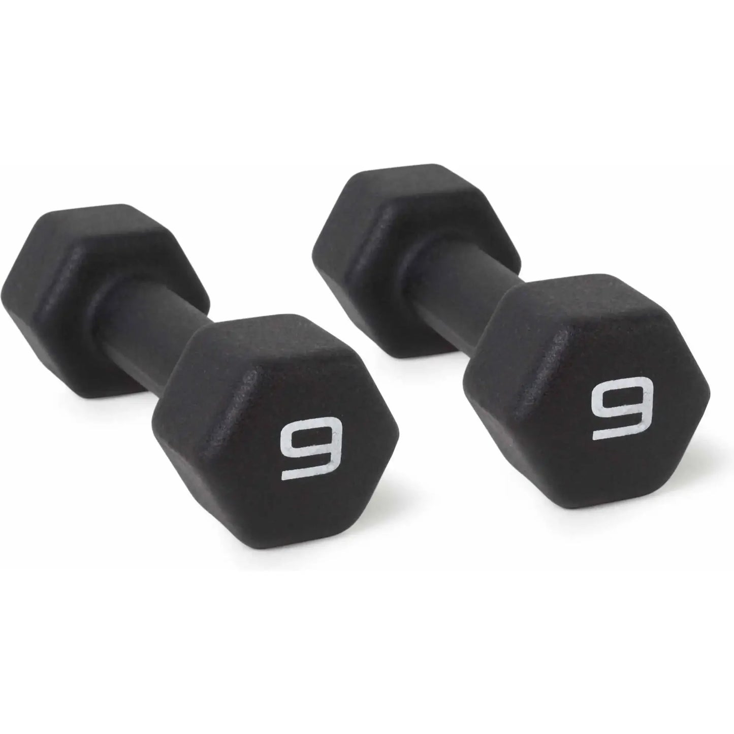 9lb Pair Neoprene Dumbbells, Non-Slip Quiet Hand Weights for Home Gym, Black Coated Fitness Set