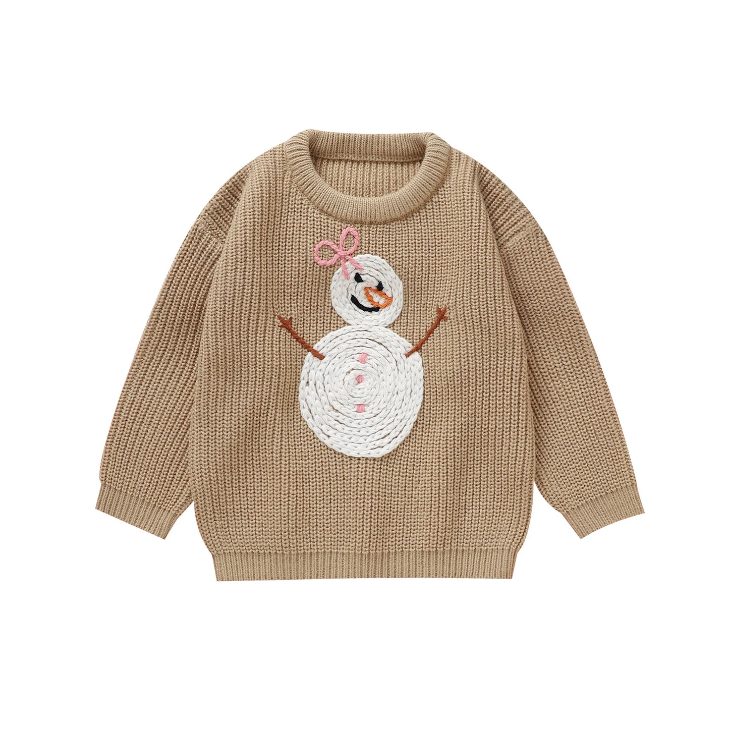 Children s Winter Sweater Cute Reindeer Pattern Knit Pullover for Girls Warm Crew Neck Christmas Jumper with Long Sleeves