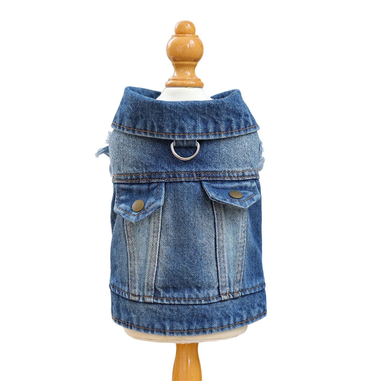 Blue Retro Dog Jeans Jacket Trendy Button Denim Coat for Small Medium Girl Boy Dogs
