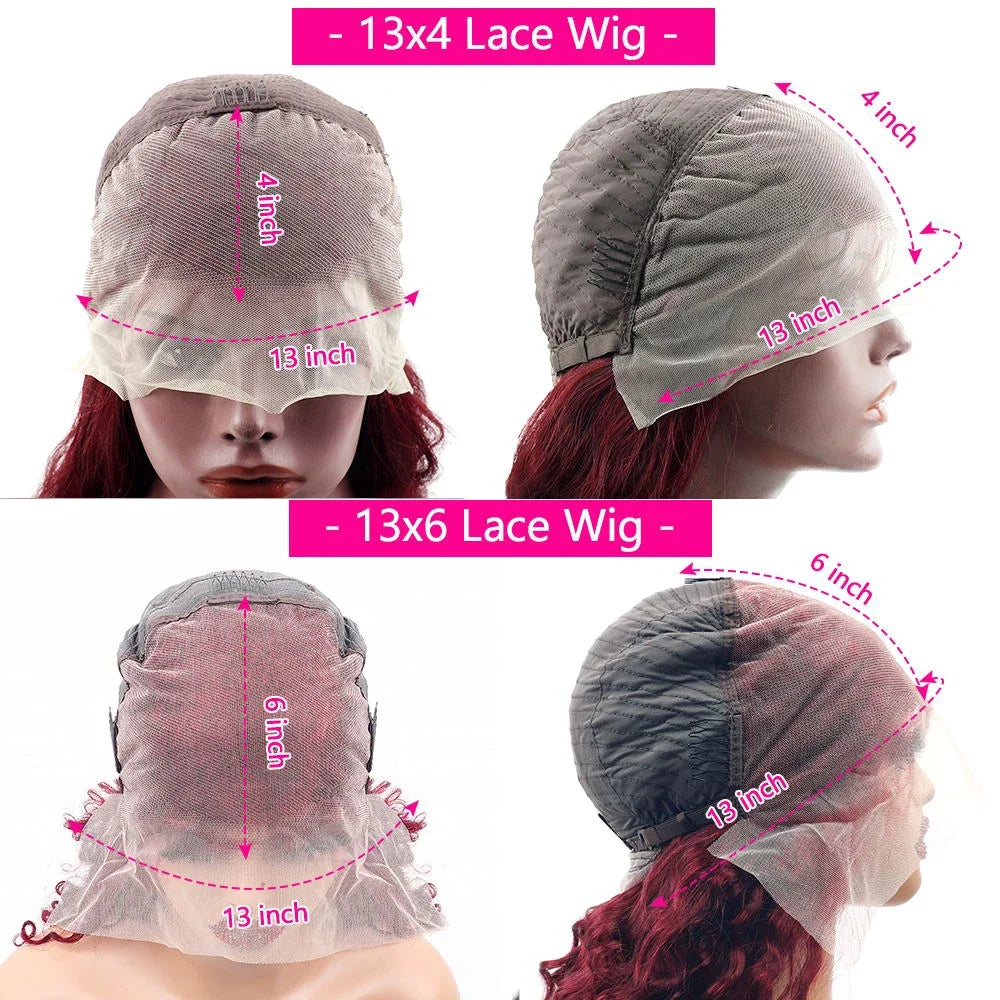 99J Colored Lace Front Human Hair Wigs Straight Burgundy 13x4 HD Transparent Full Lace Frontal Wig Red Glueless Wigs For Women