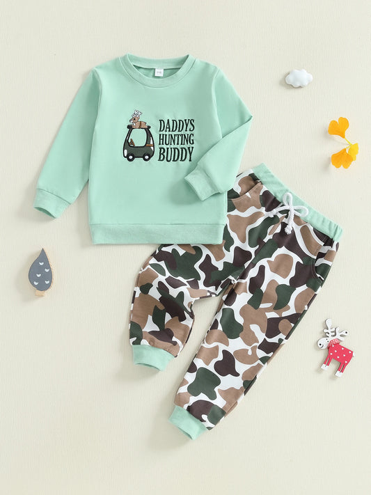 Boys 2-piece Set Stylish Long Sleeve Graphic Tee with Cozy Jogger Pants for a Trendy Fall Look