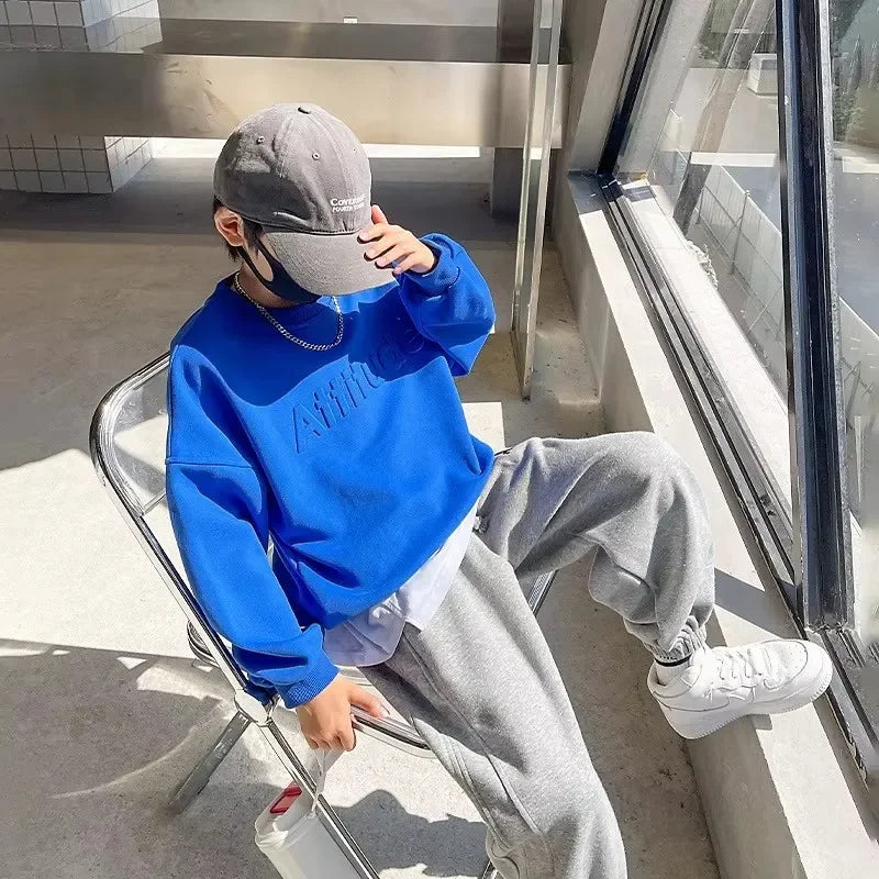 5-14 Years Teenager Boys Clothing Sets Spring Autumn New Fashion Letter Sweatshirt + Pants 2Pcs Tracksuit Suits For Kids Clothes