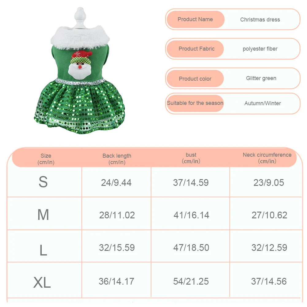 Dog Christmas Costume Skirt Puppy Holiday Thermal Clothes Christmas Theme Dog Dress Outfit Christmas Dress Up Supplies