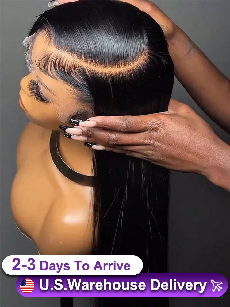 40 46Inch Bone Straight Human Hair Wig 13x6 HD Transparent Lace Front Wig Human Hair 13x4 Brazilian PrePlucked Lace Frontal Wigs