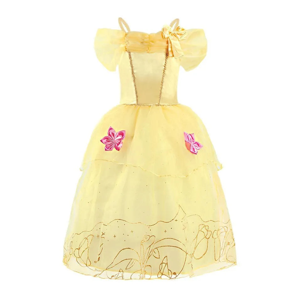 Rapunzel Dress for Girls Cinderella Belle Dress Up Fantasy Children Birthday Party Princess Costume Kids Halloween Clothes