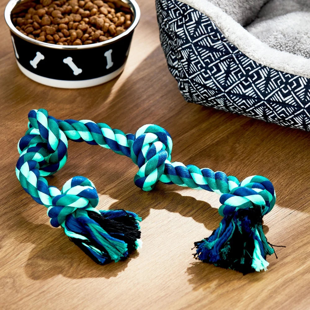 Durable 21 Inch 4 Knot Rope Chew Toy Dogs Interactive Tugging Fetching Playtime Healthy Exercise Medium Large Breeds
