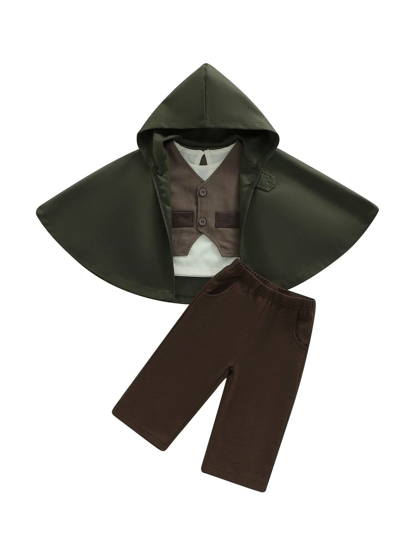 Baby Boy Autumn Clothes Solid Color Shirt Pants Vest Cape 4 Piece Gentleman Outfit Set for Toddlers