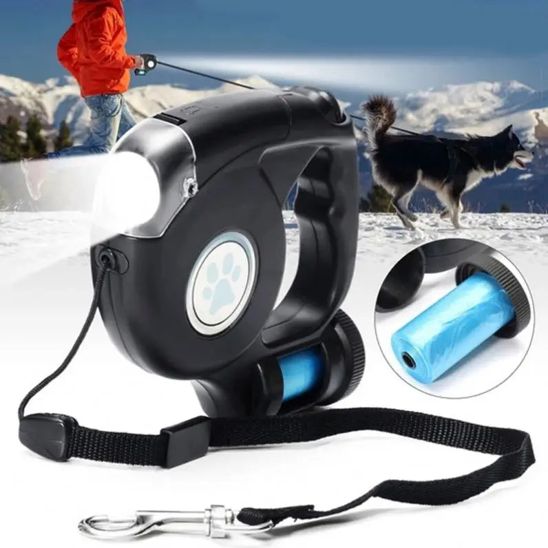 Pet Leash, Dog Automatic Retractable Leash with Light, Three-in-one Automatic Leash Outdoor Dog Walking Leash