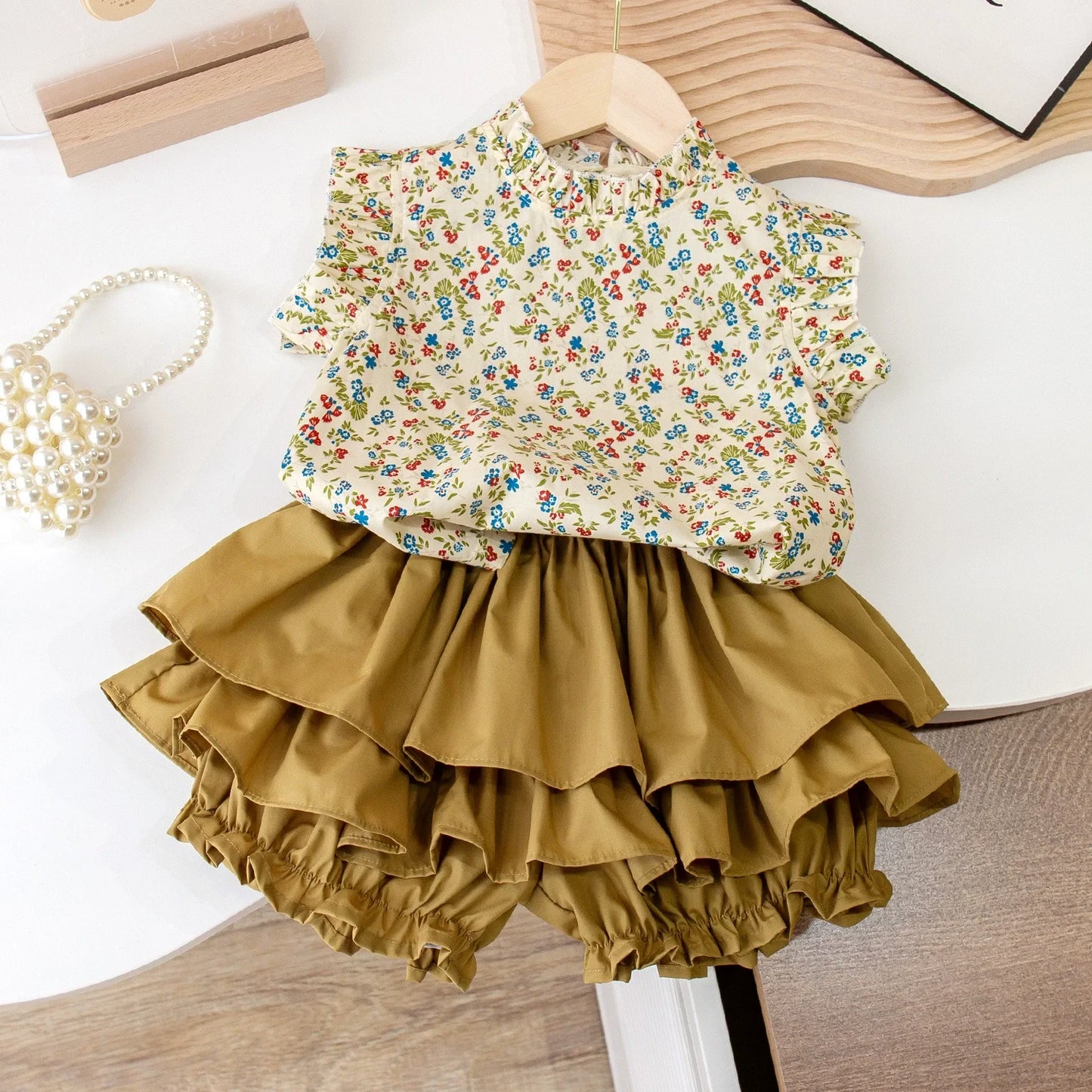 New Girls' Suit Summer Children's Dress Baby Girl Fashionable Children's Top+Skirt Two-Piece Set