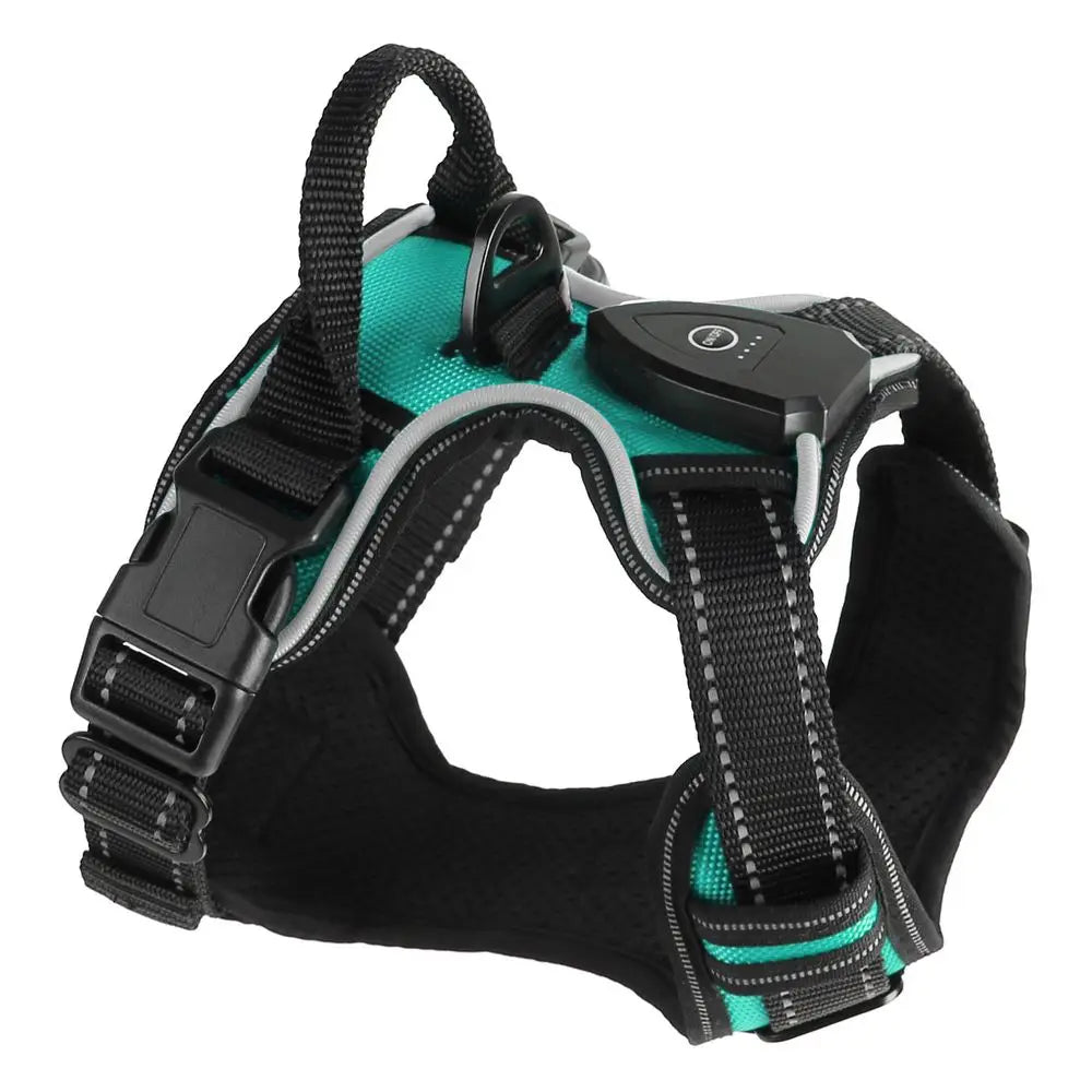 For Light Up Dog Harness Rechargeable LED Dog Harness No Pull Lighted Dog Vest with Handle for Small/Medium/Large Dogs