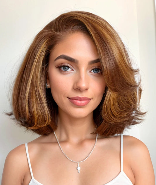 Chocolate Brown Short Bob Human Hair Wigs 6x6 HD Transparent Lace Front Wigs Human Hair Brazilian Preplucked Body Wave Bob Wigs