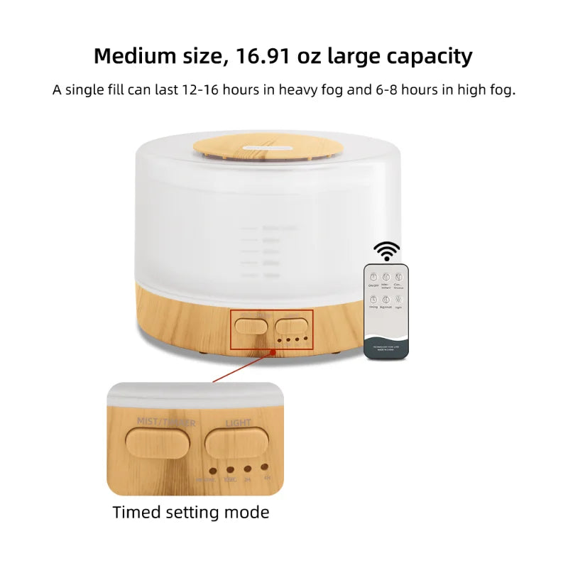 18.6oz Essential Oil Diffuser with Soundwave Tech, USB Powered, Remote Control, Auto-Off Safety, Perfect for Home & Office Decor