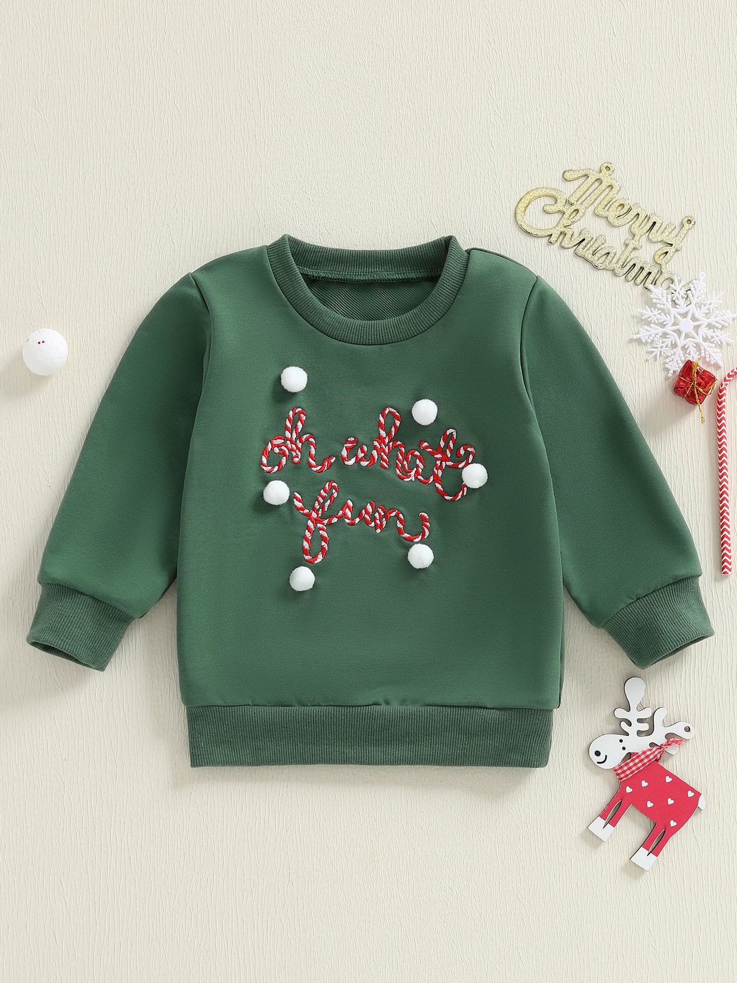 Infant Holiday Sweater with Festive Embroidered Design and Cozy Crew Neck for Winter Celebrations and Photoshoots