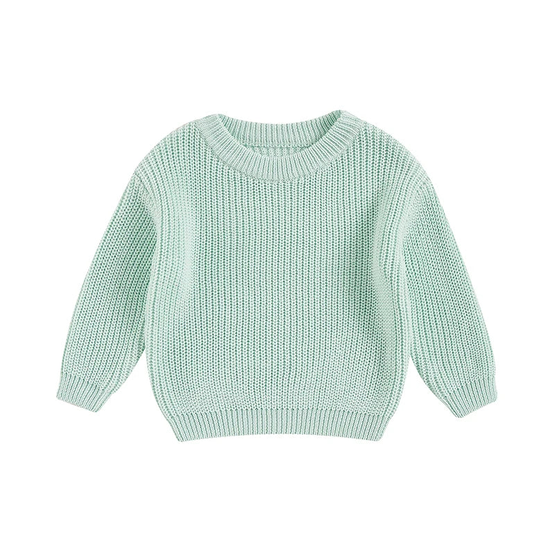 Cute Toddler Unisex Cable Knit Sweater Warm Cozy Round Neck Long Sleeve Pullover Jumper for Autumn Winter Season