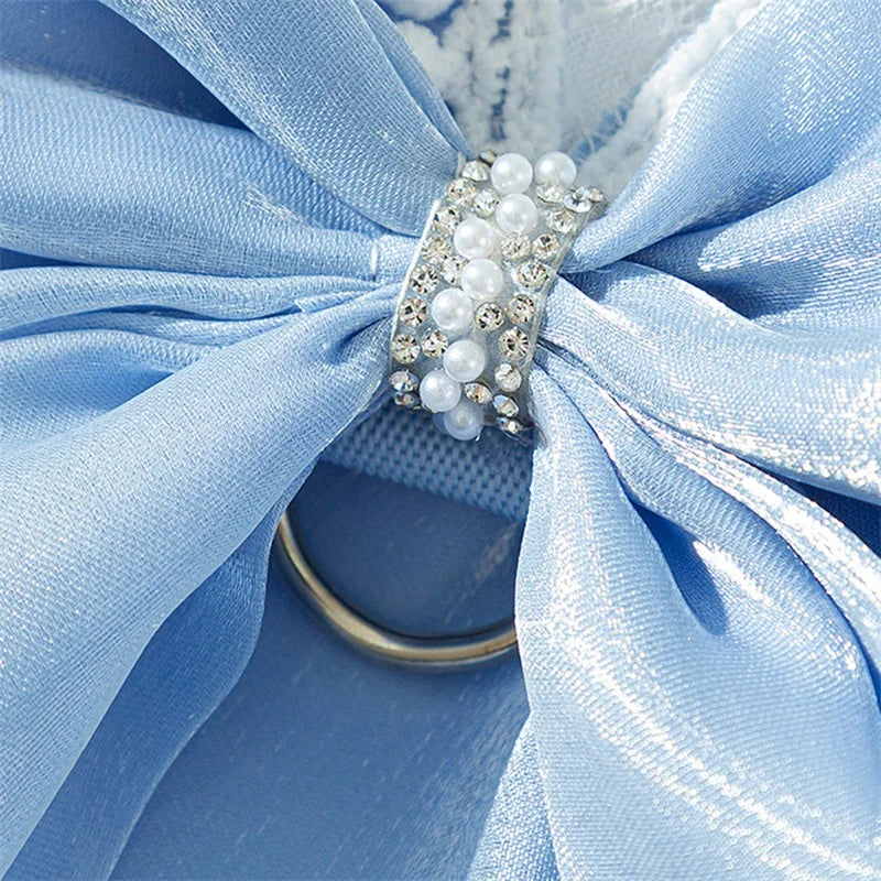 Adorable Small Dog Tutu Dress with Bowknot Lace Princess Puppy Clothes Outfit Apparel Female Cute Cat Skirt Patchwork Pet Dress