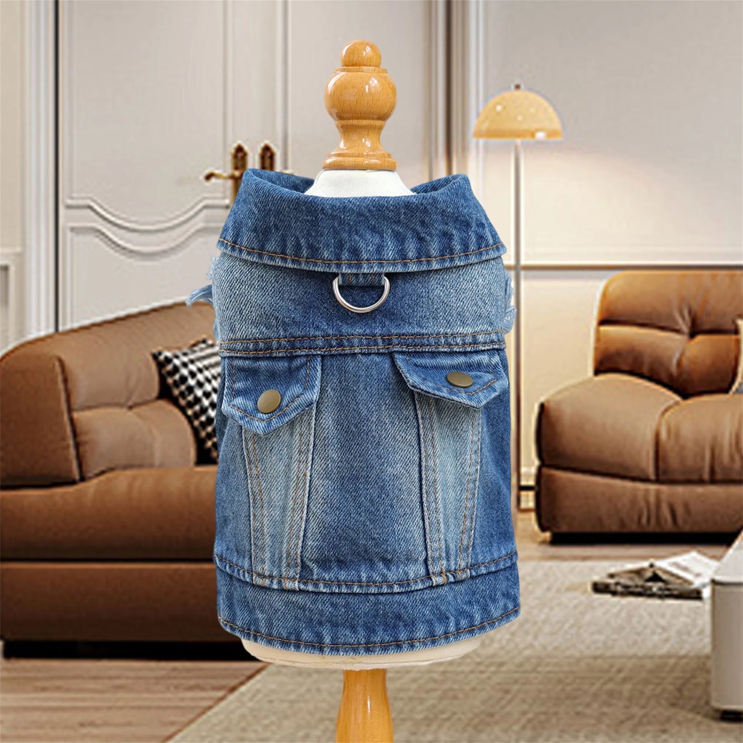 Blue Retro Dog Jeans Jacket Trendy Button Denim Coat for Small Medium Girl Boy Dogs