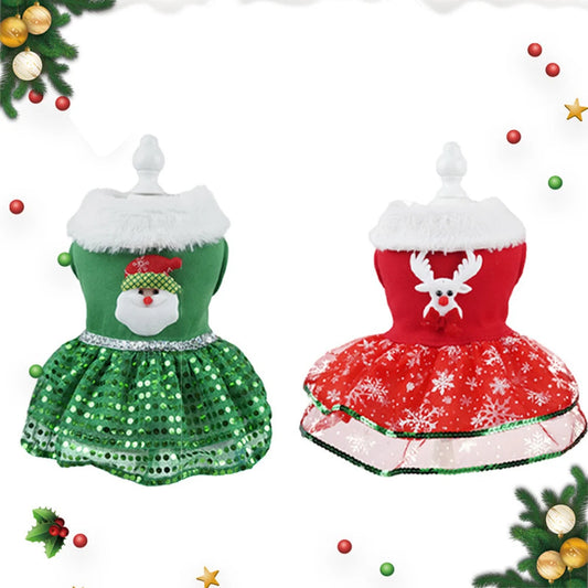 Pet Christmas Dress Christmas Bling Dog Dress Christmas Theme Dog Dress Outfit Christmas Dress Up Supplies