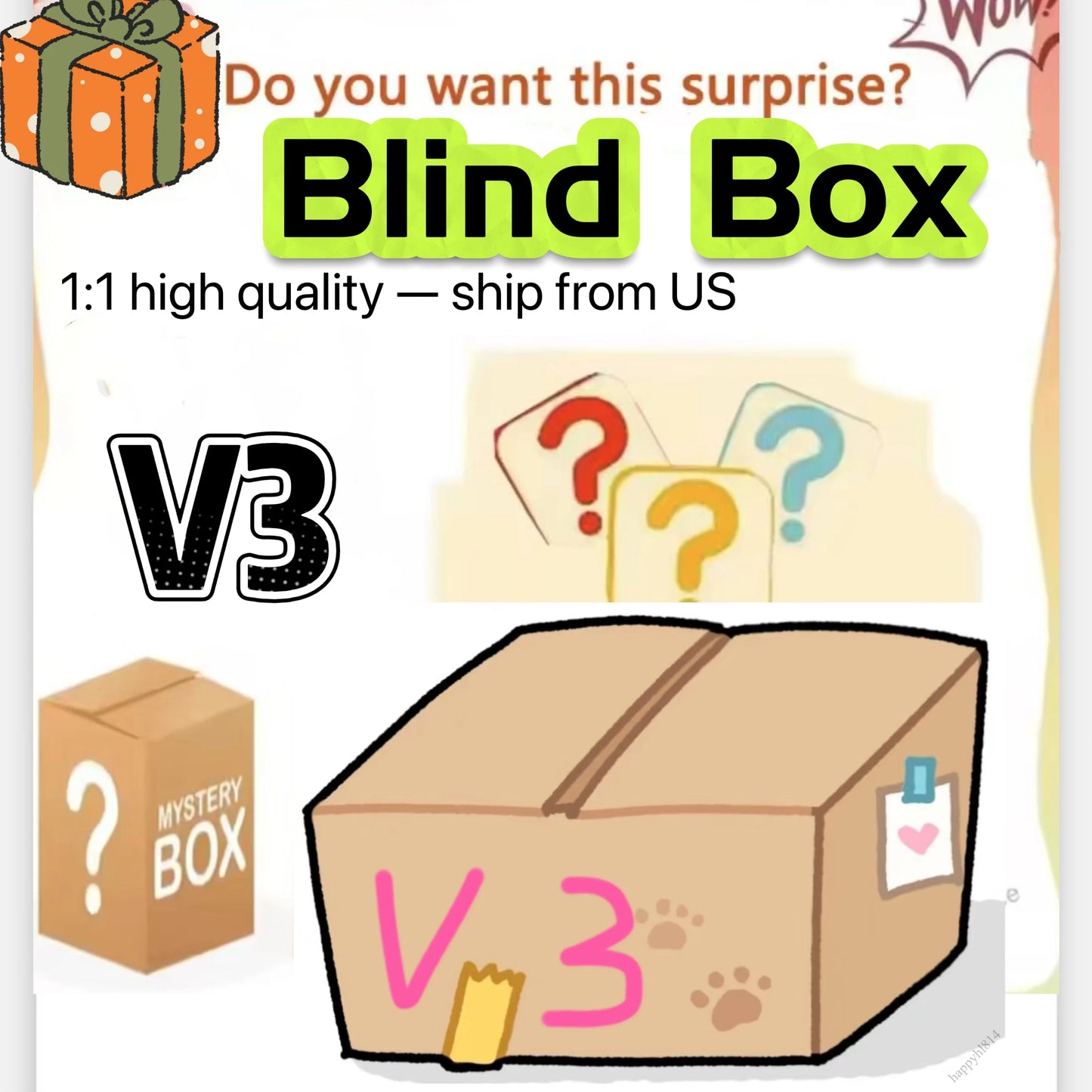 High Quality Blind Box Kawaii V3 Figure Keychain Ornament Kawaii Doll Kid (Blind Boxes) Gifts