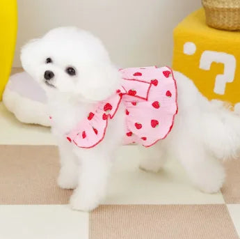 Strawberry Pattern Summer Dress for Dog Pet Clothing Dog Suspender Skirt Cats Puppy Cute Dog Costume Supplies