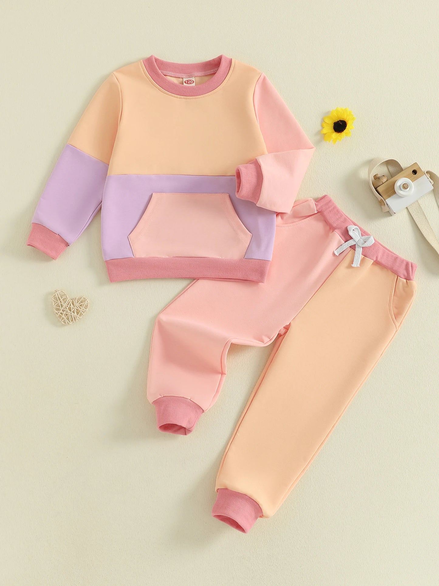 Stylish Toddler 2-Piece Set Cozy Long Sleeve Top with Matching Pants for a Trendy Fall Look