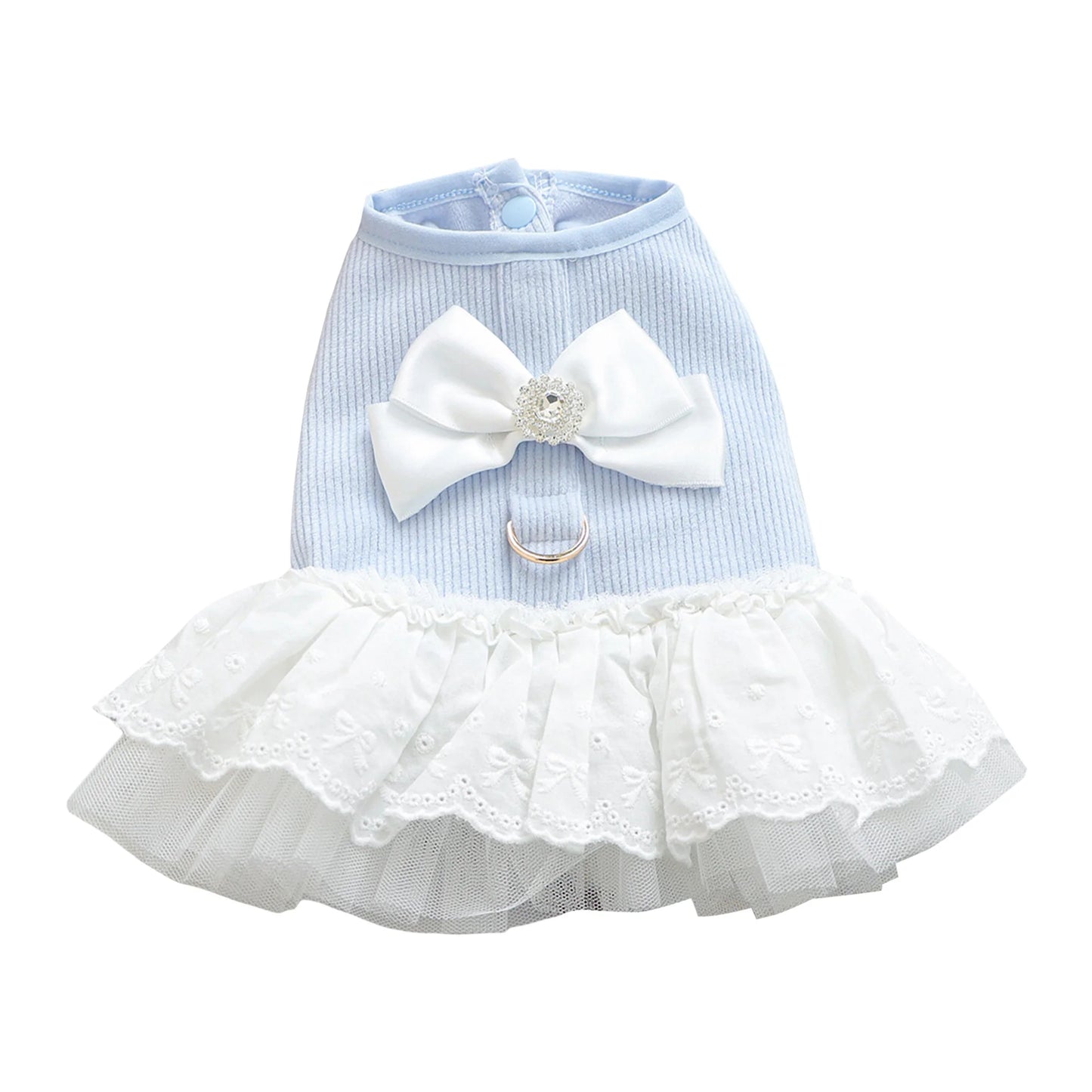 Dog Princess Dress with Bow Puppy Girl Tulle Dress Pet Clothes for Small Dogs Cats
