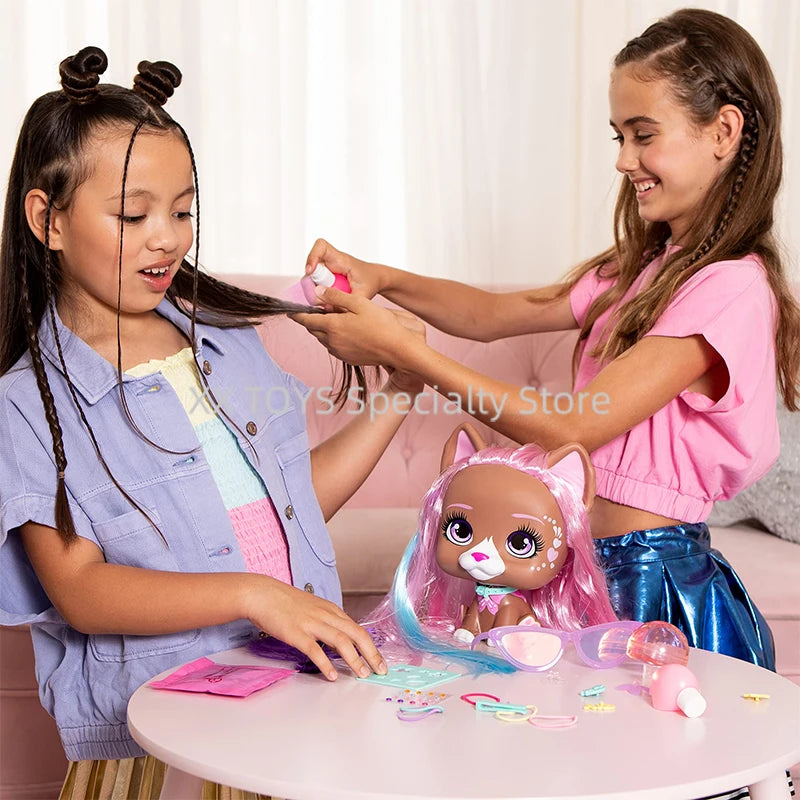 I Love Vip Pets Color Boost Mega Vip Pet Nyla Styling Head Pet Dog Hair Braiding Toys Girls Play House Toys Birthday Gift Set