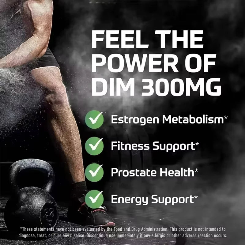 DIM 300mg Men, Estrogen Blockers and Aromatase Inhibitors | Men's Hormone Balance and Fitness Booster Supplement 60 Capsules