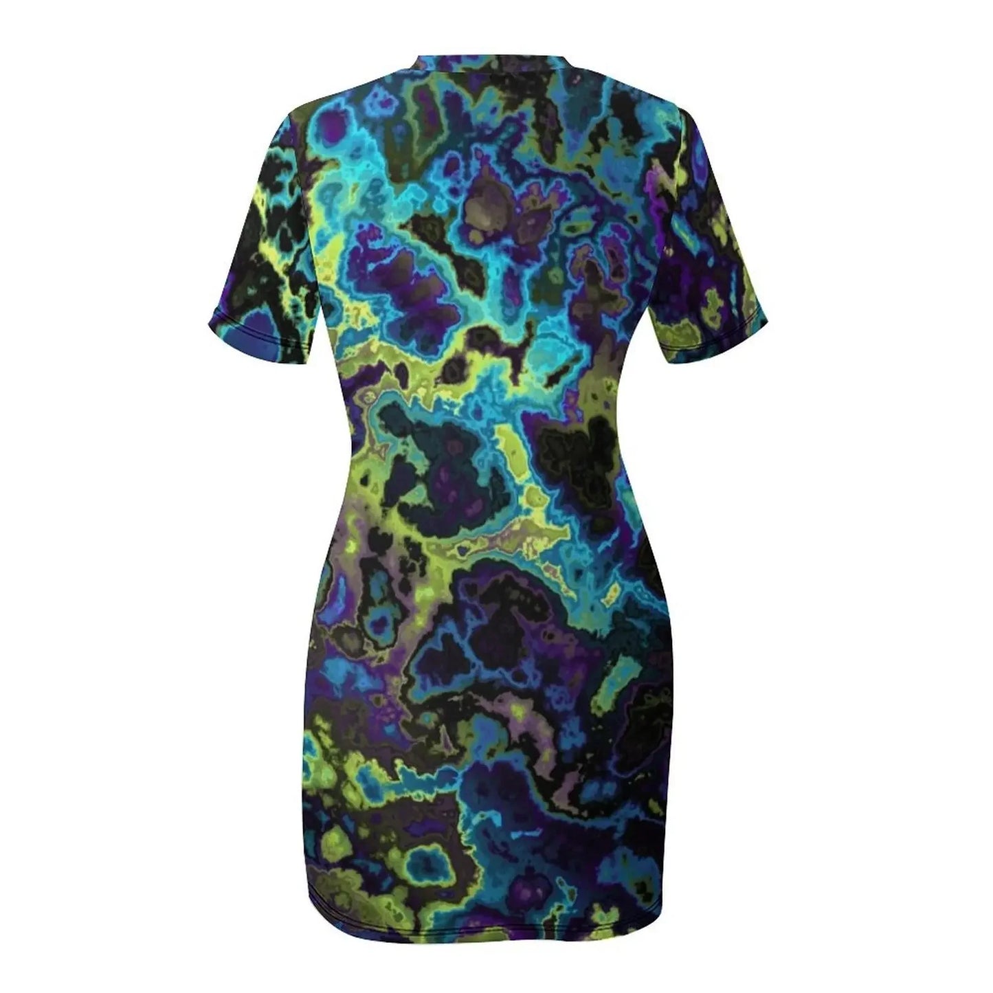 green turquoise and blue abstract Short-Sleeved Dress elegant evening dresses for women 2025 summer dress women 2025 Dress