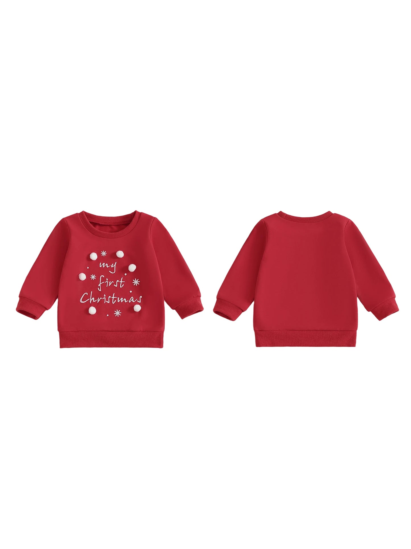Infant Holiday Sweater with Festive Embroidered Design and Cozy Crew Neck for Winter Celebrations and Photoshoots