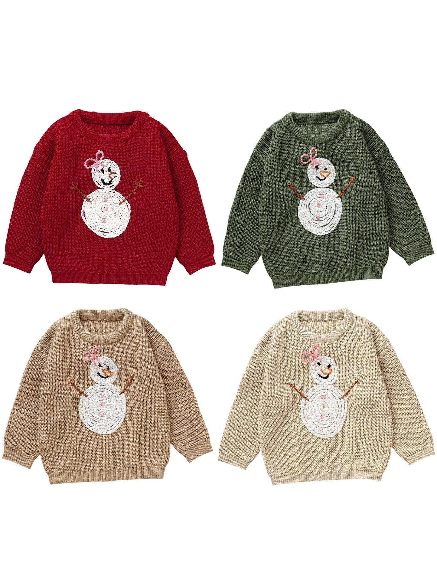 Children s Winter Sweater Cute Reindeer Pattern Knit Pullover for Girls Warm Crew Neck Christmas Jumper with Long Sleeves