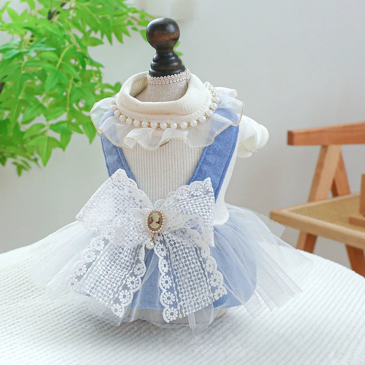 1 Pet Apparel Dog Spring/Summer Breathable White Wedding Dress Princess Dress with Pulling Cord Button For Small Medium Dogs