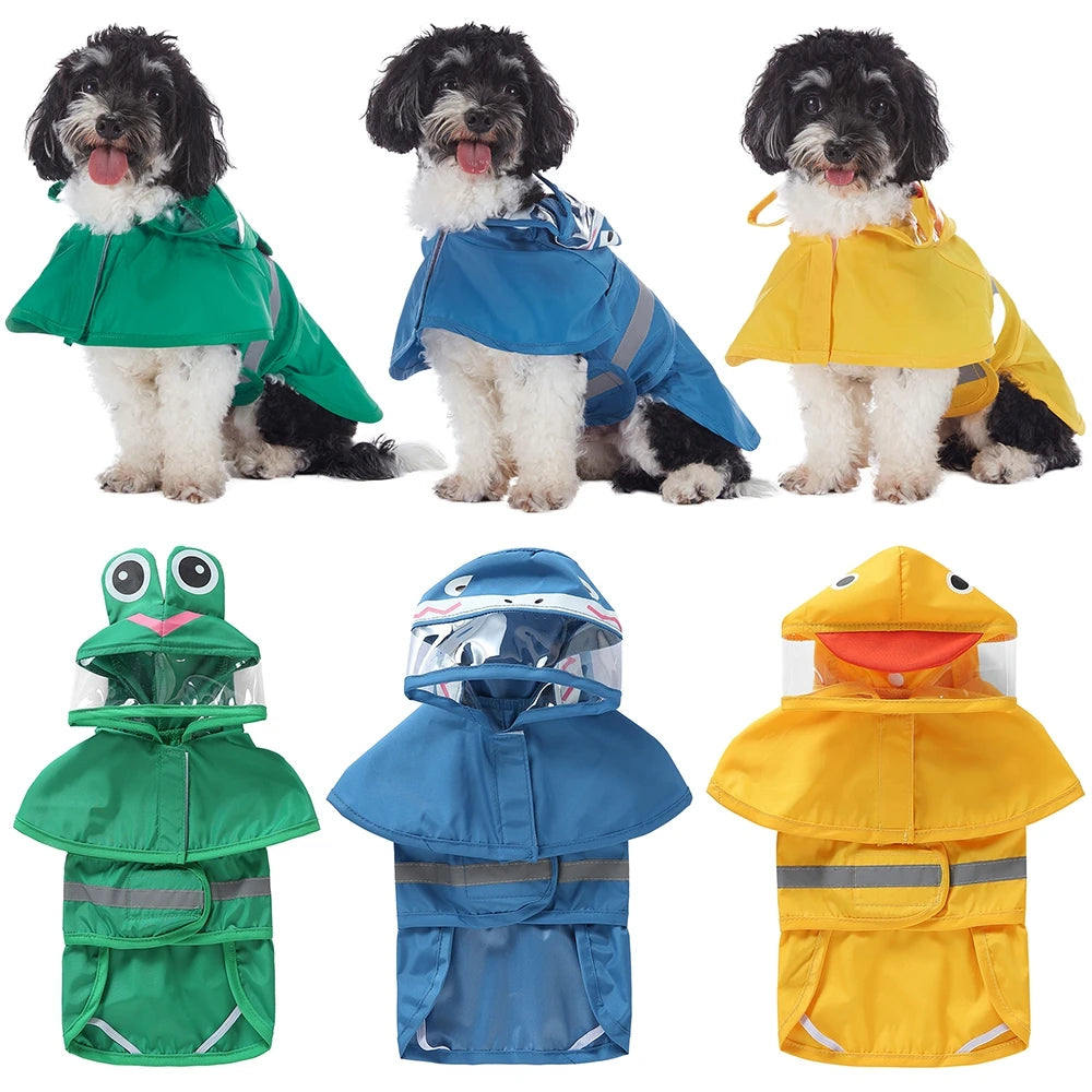 Fashionable Reflective Pet Dog Raincoat Cute Animal Raincoat Pet Hooded Waterproof Jacket Clothes Dog Clothes for Big Dogs