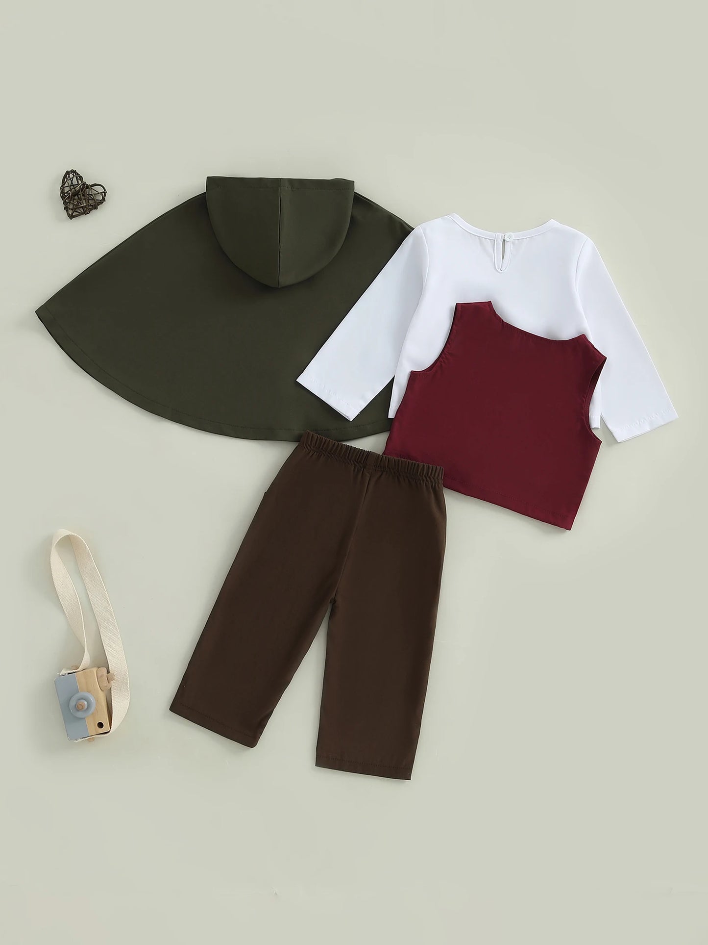 Baby Boy Formal Wear Set Solid Color Long Sleeve Round Neck Top Elastic Waist Pants Cape Vest 4 Piece Outfit