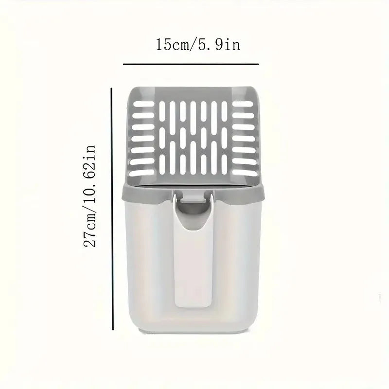 [Easy Use Cat Litter Scoop] Cat Litter Scoop with Waste Bag Holder, Plastic Cat Litter Box Cleaner, Easy Use for All Cat Breeds,