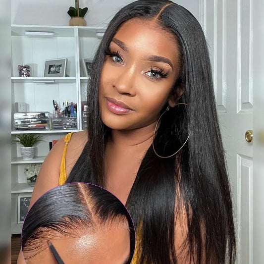 Pre Cut Lace Closure Wigs Human Hair For Women 7x5 Glueless Wigs Human Hair Pre Plucked Bleached Knots Ready To Wear Hair Wigs