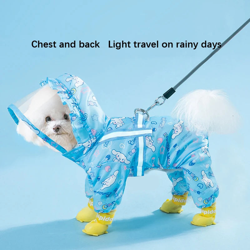 Cinnamoroll Pet Raincoat Waterproof Hood Rain Jacket for Dogs of all Sizes - Keep Your Pup Dry and Stylish
