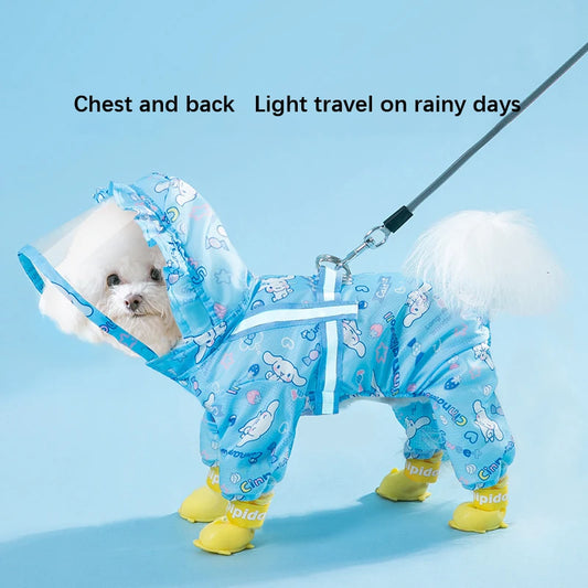 Cinnamoroll Pet Raincoat Waterproof Hood Rain Jacket for Dogs of all Sizes - Keep Your Pup Dry and Stylish