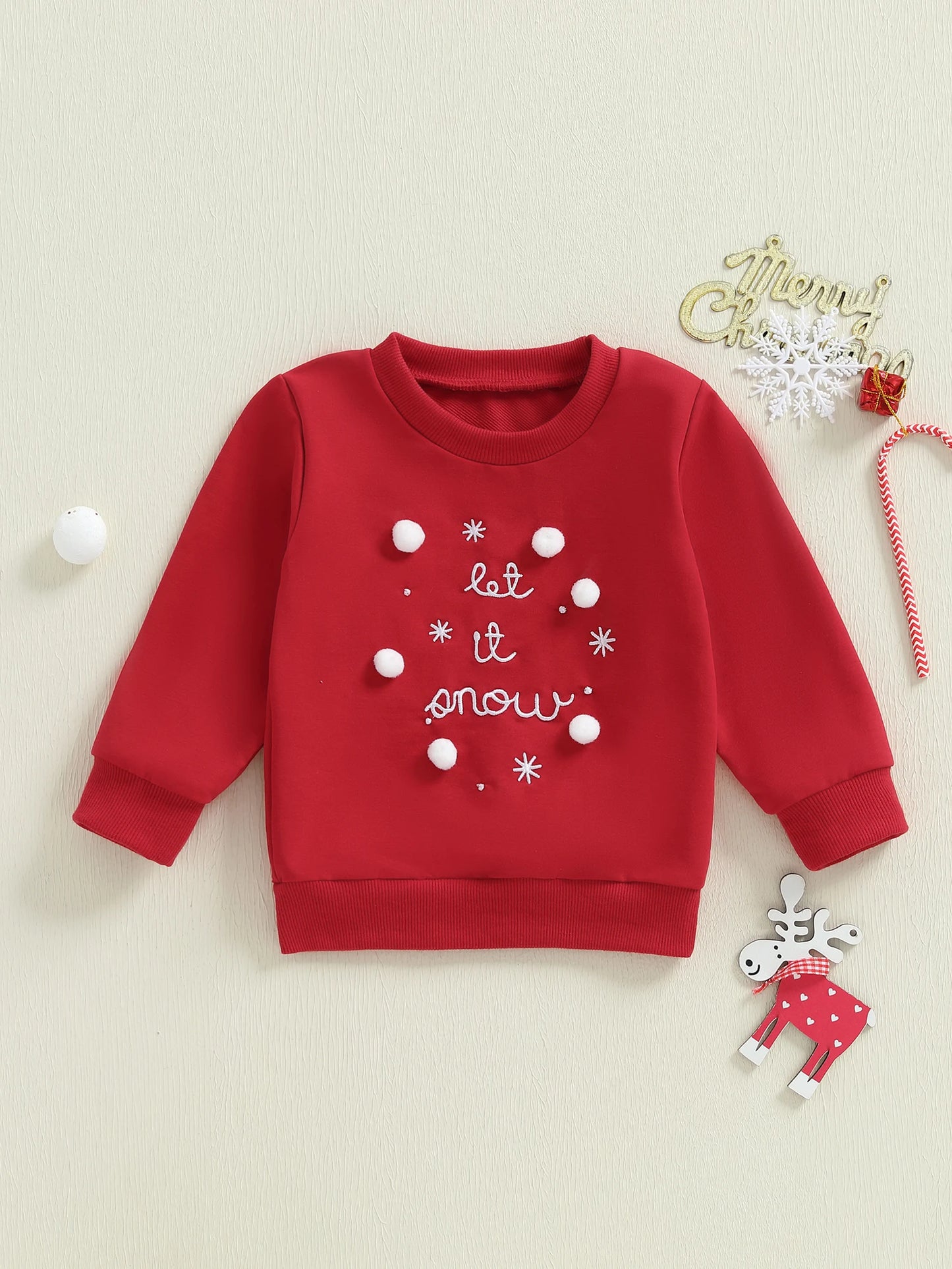 Infant Holiday Sweater with Festive Embroidered Design and Cozy Crew Neck for Winter Celebrations and Photoshoots