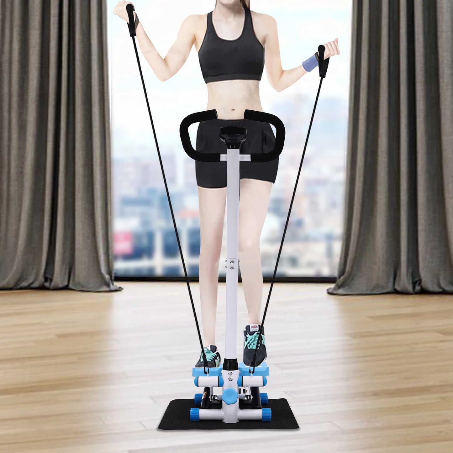 Fitness Stepper Exercise Stepping Machine Fitness Stepper With Handlebars,Adjust the Movement Height Via the Knob
