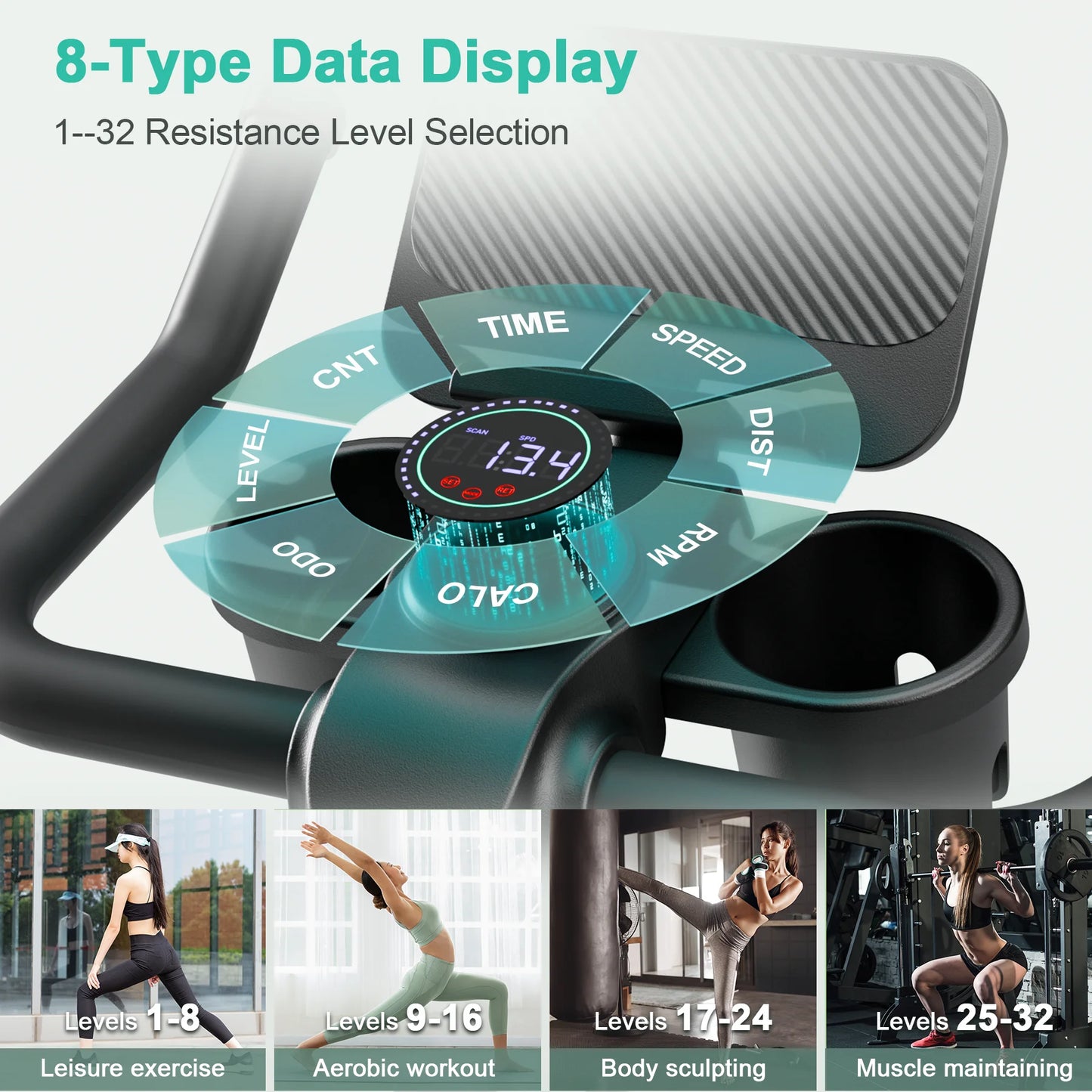 Superun Exercise Bike, 32-Level Magnetic Resistance Stationary Bikes for Home, Low Noise Workout Cycling Bike for Home