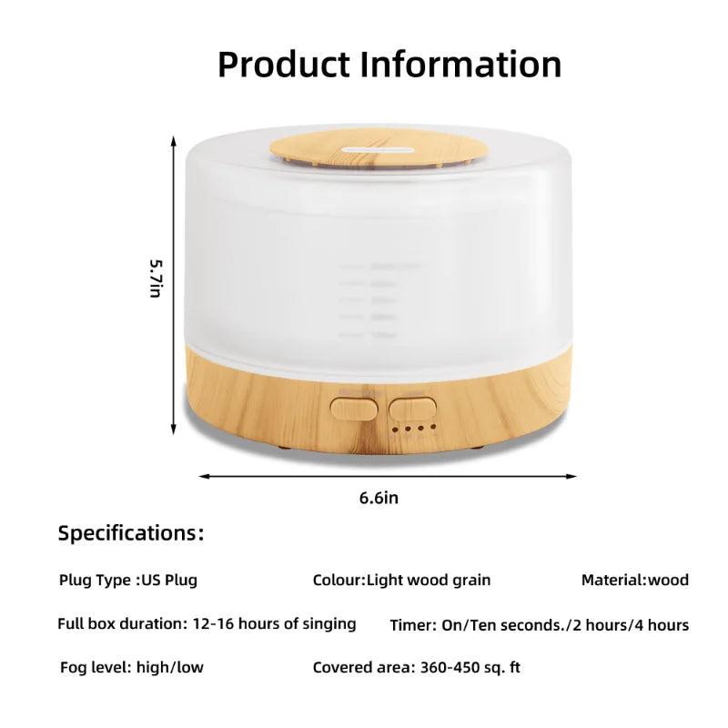 18.6oz Essential Oil Diffuser with Soundwave Tech, USB Powered, Remote Control, Auto-Off Safety, Perfect for Home & Office Decor