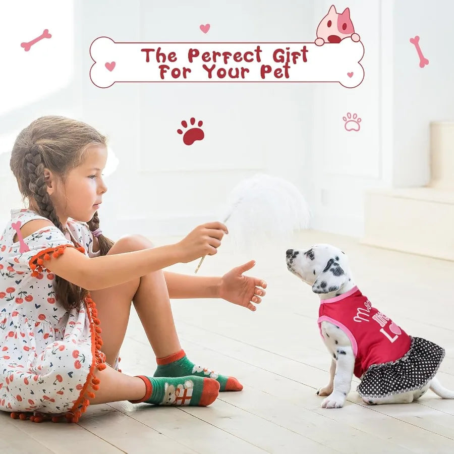 6 Pack Girl Dog Clothes Pet Dress Shirt Female Cute Dog Sundress Puppy Summer Apparel Clothes Outfits with Ruffles for Pets Cat