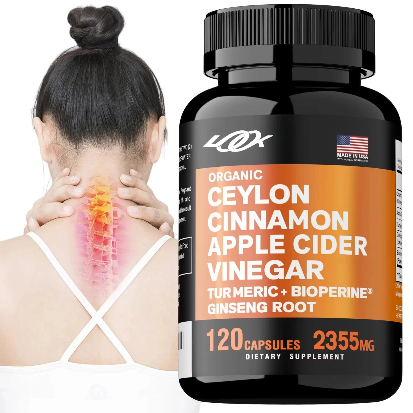 Turmeric and Curcumin Supplements Advanced Capsules with Ceylon Cinnamon Bark Powder for Women Men